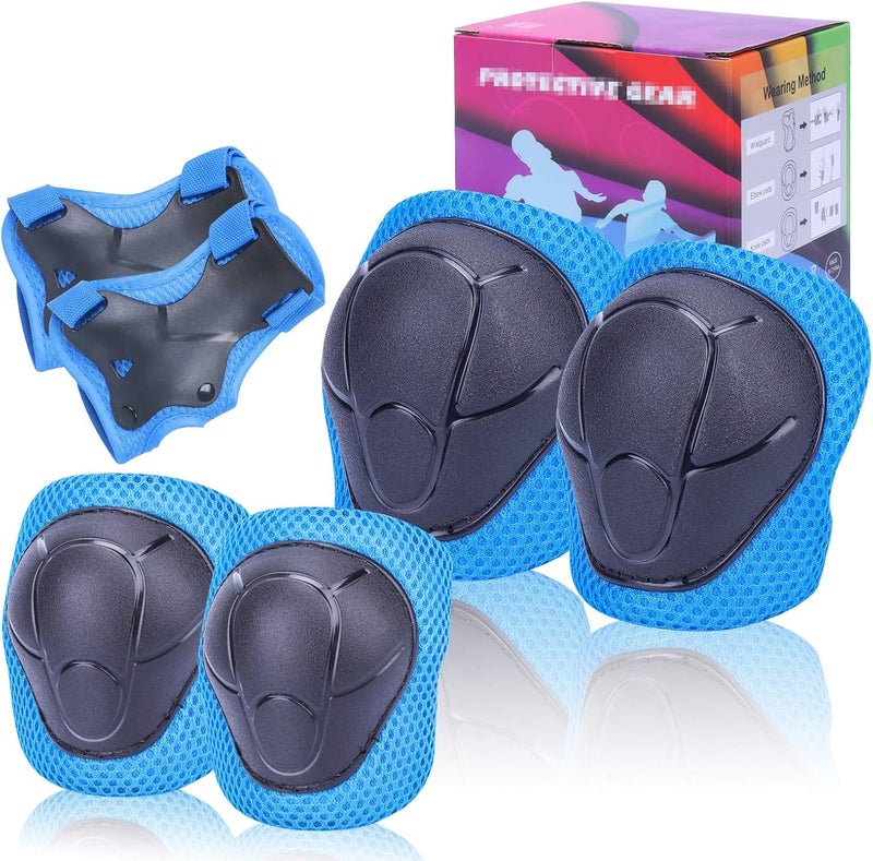 SHENMOREN Kids Protective Gear Set Knee Pads for Kids 3-10 Years Toddler Knee and Elbow Pads with Wrist Guards 3 in 1 for Skating Cycling Bike Rollerblading Scooter - Image 1
